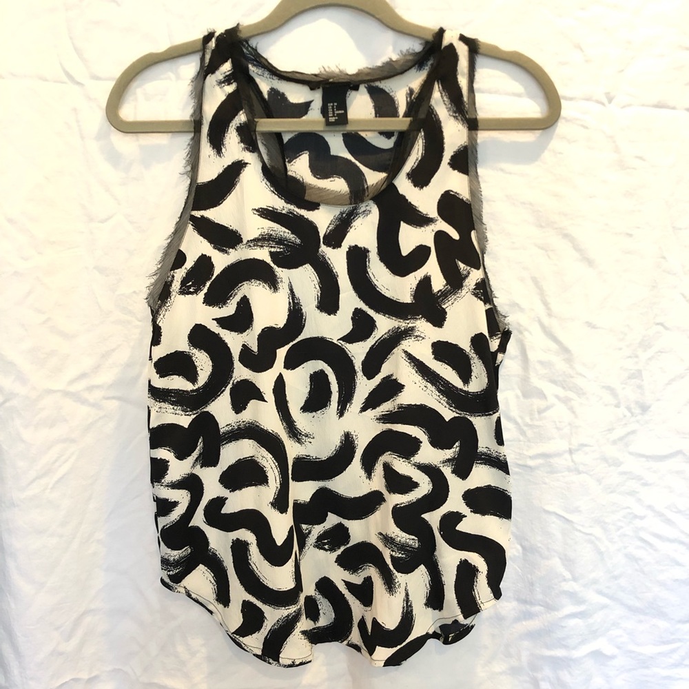 H&M Black and White Brushstroke Tank